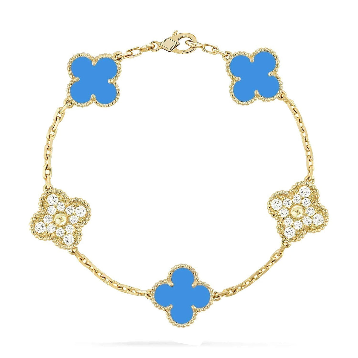 [⭐Veyra] CLOVER 5 MOTIF BLUE AGATE BRACELET COLLECTION
