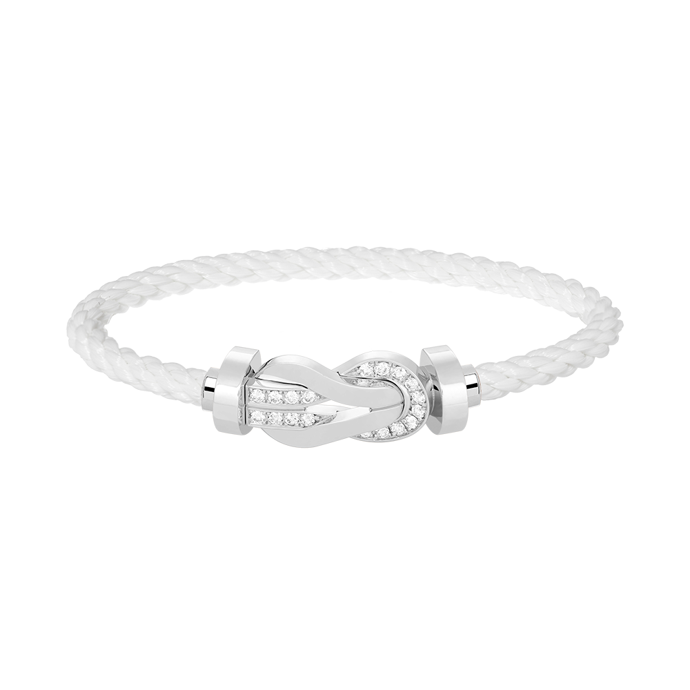 [⭐Veyra]CHANCE LARGE 8 FIGURE BUCKLE HALF DIAMOND BRACELET SILVER
