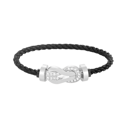 [⭐Veyra]CHANCE LARGE 8 FIGURE BUCKLE HALF DIAMOND BRACELET SILVER