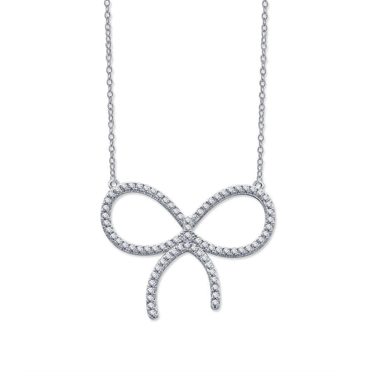 [⭐Veyra Jewels]CLAW SET RHODIUM PLATED BOW NECKLACE