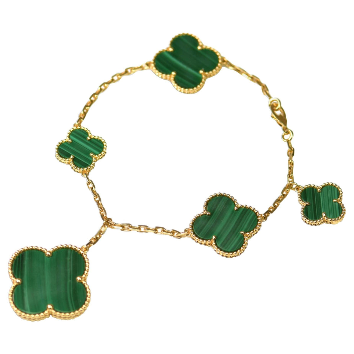 [⭐Veyra]MAGIC CLOVER MALACHITE GOLD BRACELET 5 MOTIFS