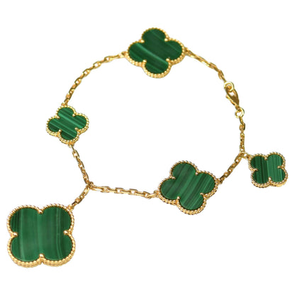 [⭐Veyra]MAGIC CLOVER MALACHITE GOLD BRACELET 5 MOTIFS