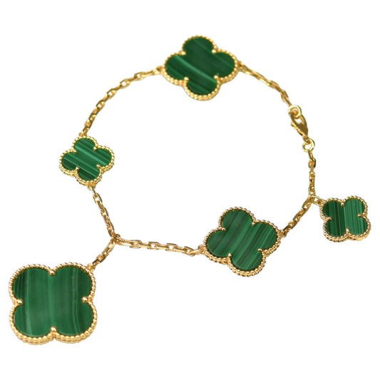 [⭐Veyra]MAGIC CLOVER MALACHITE GOLD BRACELET 5 MOTIFS