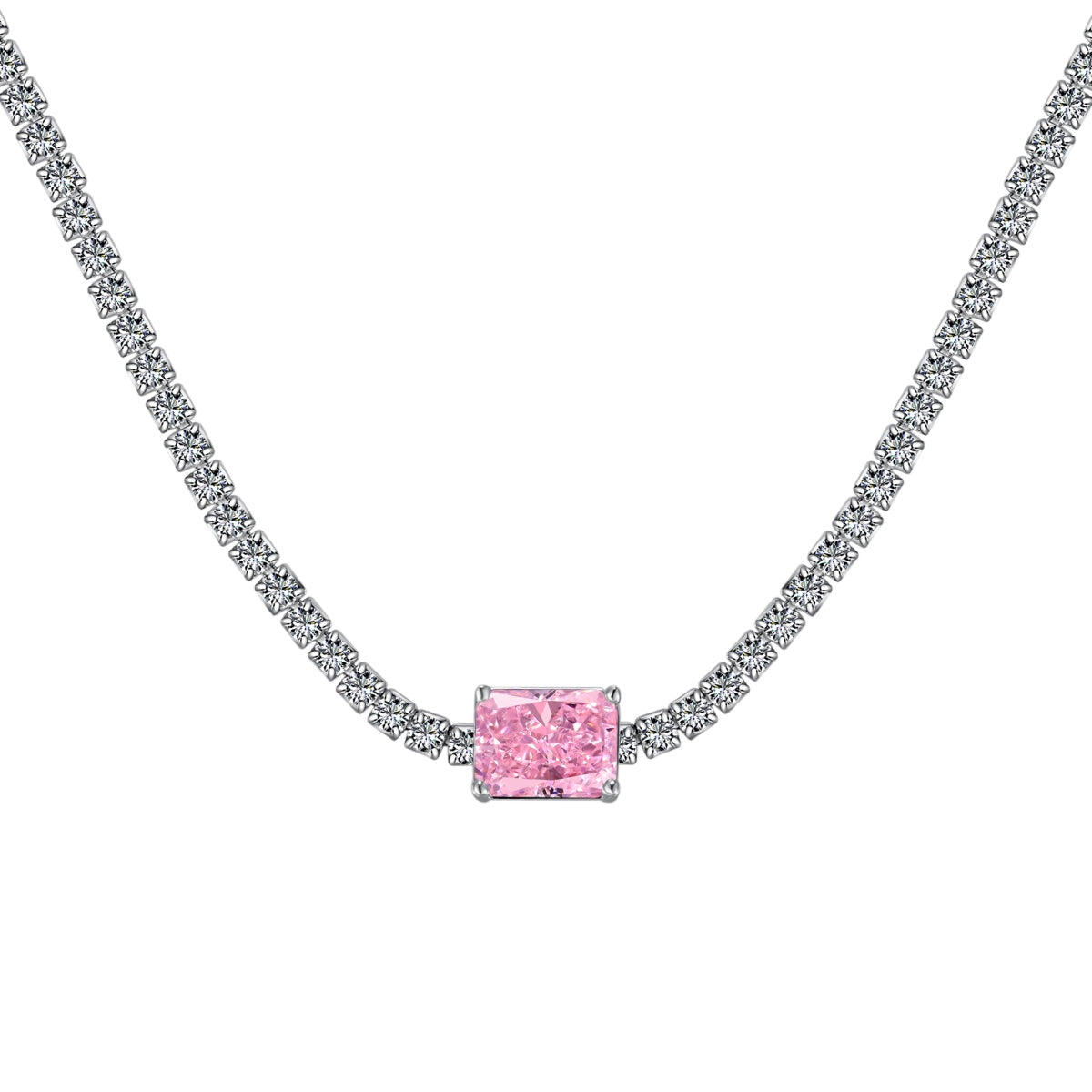 [⭐Lucky Jewelry]2.0 carat Ornate Emerald Cut Necklace