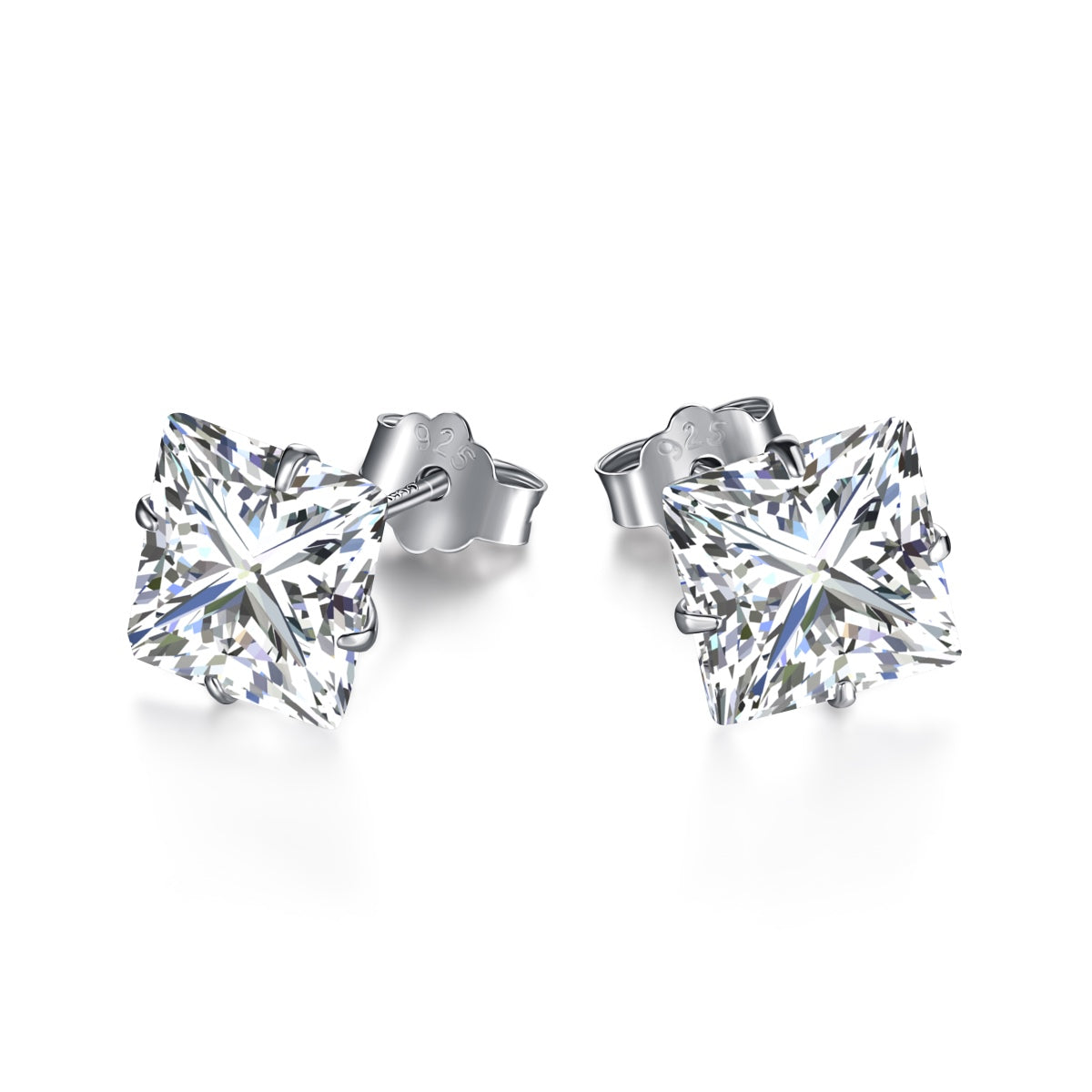[⭐Lucky Jewelry]Stylish Shiny Square Center Stone Stud Earrings