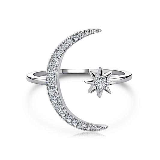 [⭐Lucky Jewelry]Eternity Moon & Star Ring