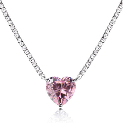 [⭐Lucky Jewelry]8.0 Carat Versatile Colorful Sweet Heart-Shaped Tennis Necklace