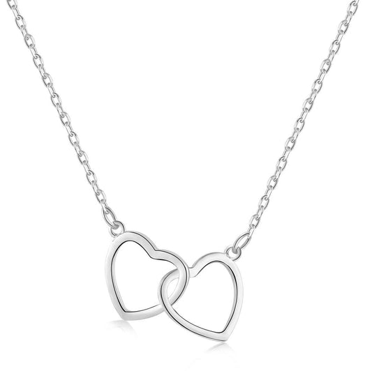 [⭐Lucky Jewelry]Sterling Silver Love Double Ring Necklace