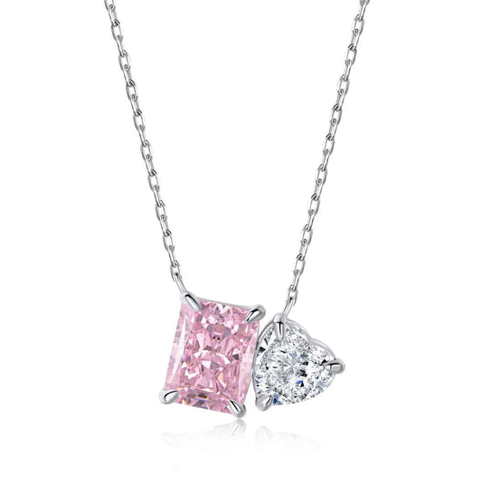 [⭐Lucky Jewelry]Dazzling Square & Heart Shape Necklace