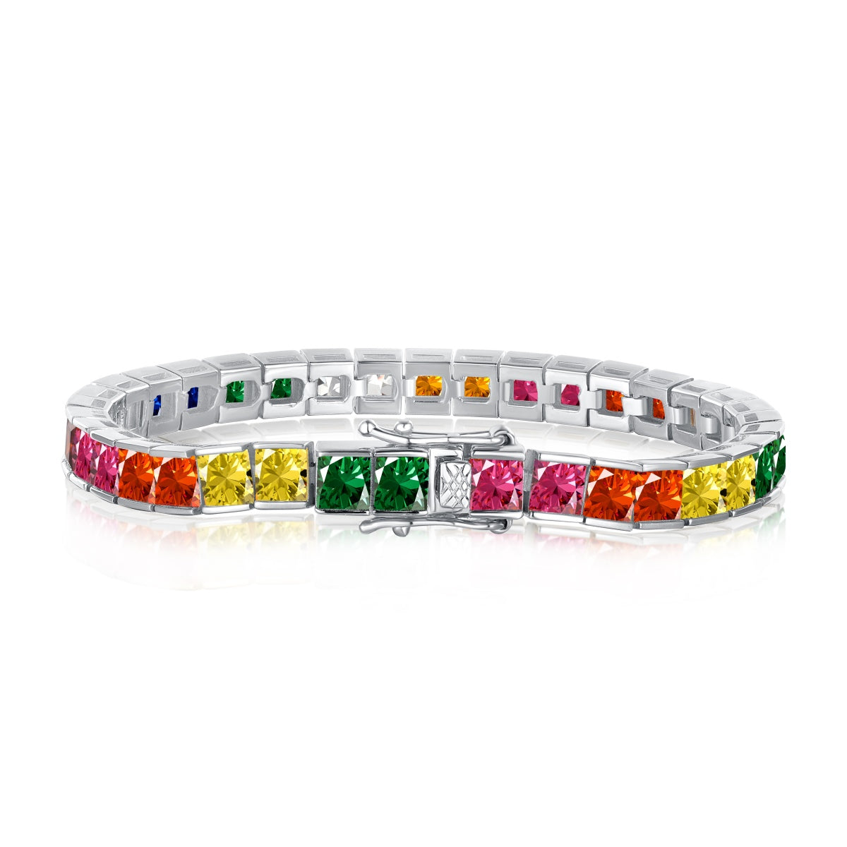 [⭐Lucky Jewelry]Radiant Colorful Princess Cut Tennis Bracelet