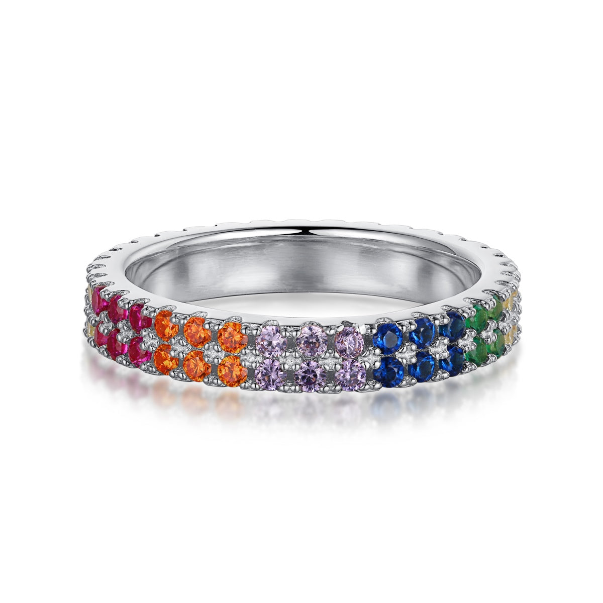 [⭐Lucky Jewelry]Unique Colorful Round Cut Tennis Ring