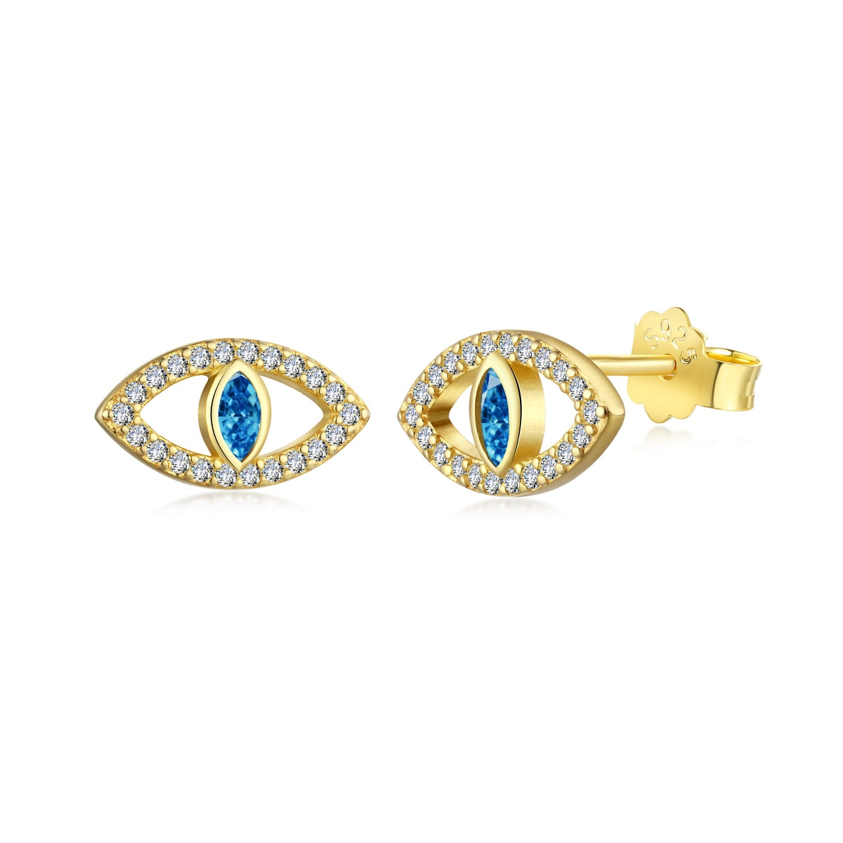 [⭐Lucky Jewelry]Blue Devil Eyes Hollow Stud Earrings
