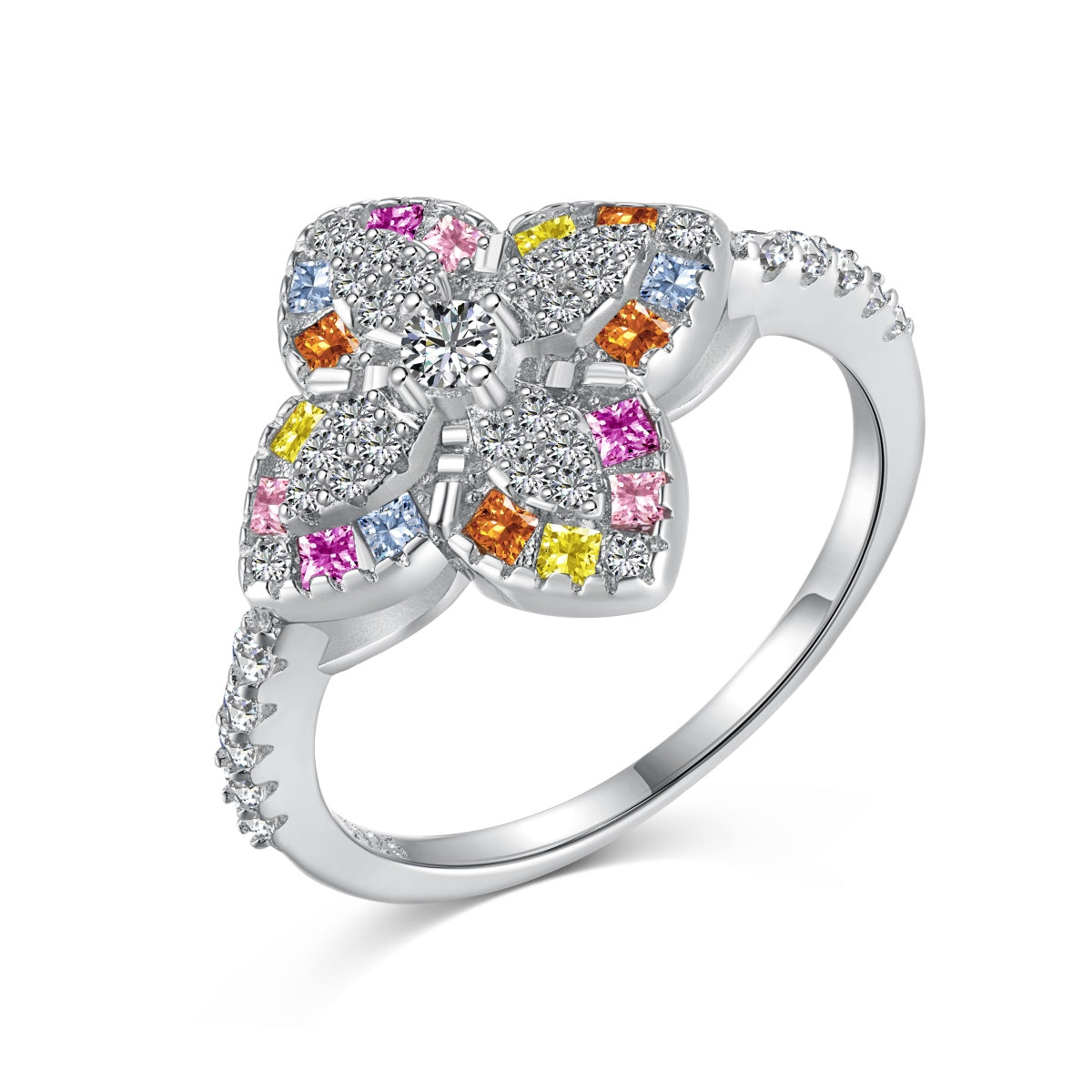 [⭐Lucky Jewelry]Luxurious Colorful Flower Shape Banquet Ring