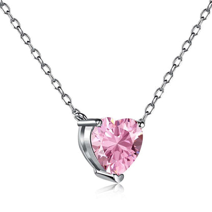 [⭐Lucky Jewelry]Heart Shape Main Stone Pendant Collarbone Necklace