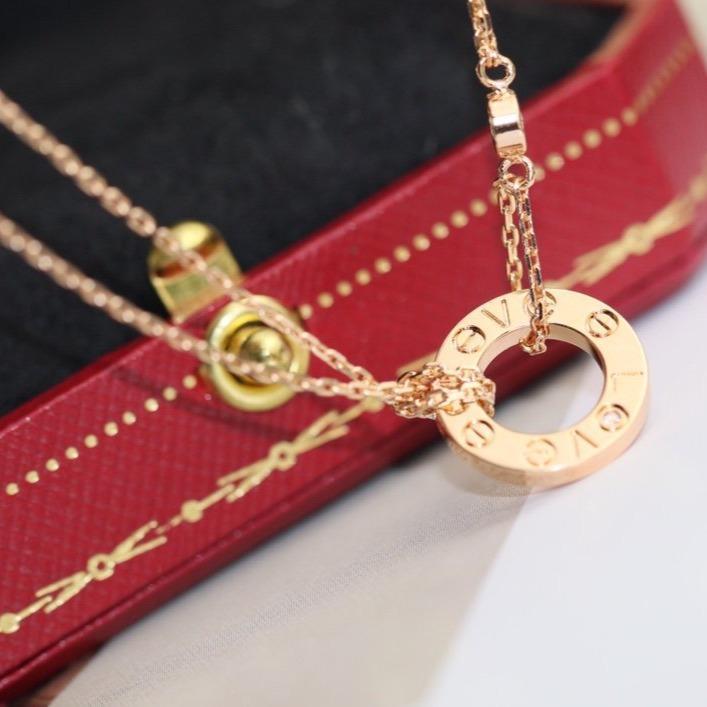 [⭐Veyra]LOVE NECKLACE ADJUSTABLE ROSE GOLD 2 DIAMOND