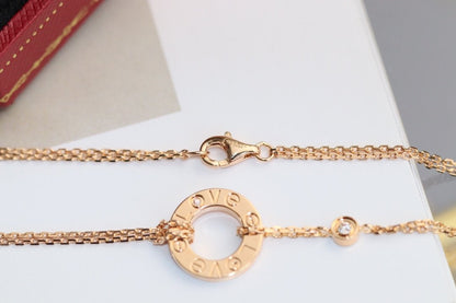 [⭐Veyra]LOVE NECKLACE ADJUSTABLE ROSE GOLD 2 DIAMOND
