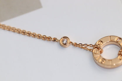 [⭐Veyra]LOVE NECKLACE ADJUSTABLE ROSE GOLD 2 DIAMOND