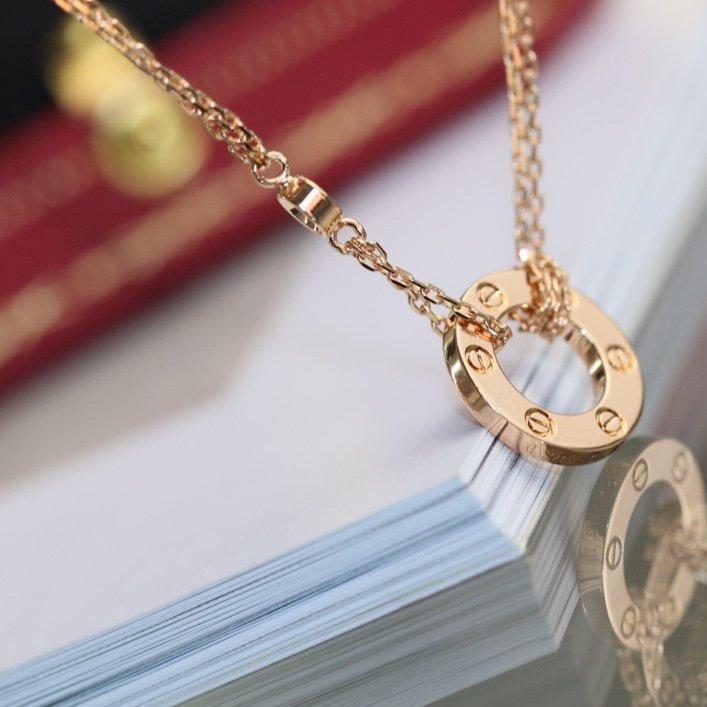 [⭐Veyra]LOVE NECKLACE ADJUSTABLE ROSE GOLD 2 DIAMOND