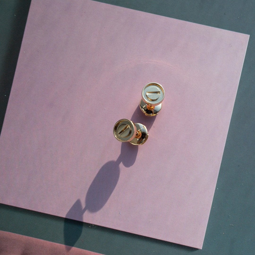 [⭐Veyra]LOVE EARRINGS PINK GOLD 10MM