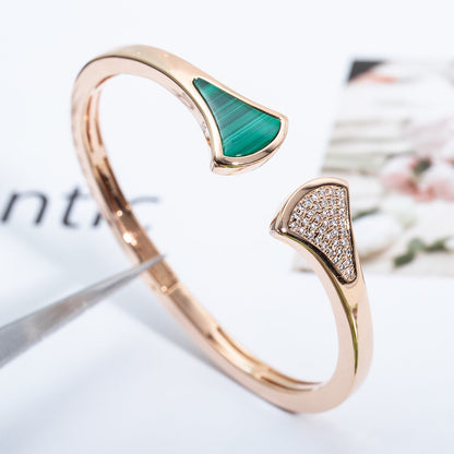 [⭐Veyra]DREAM BRACELET OPEN MALACHITE PINK GOLD