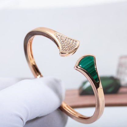 [⭐Veyra]DREAM BRACELET OPEN MALACHITE PINK GOLD