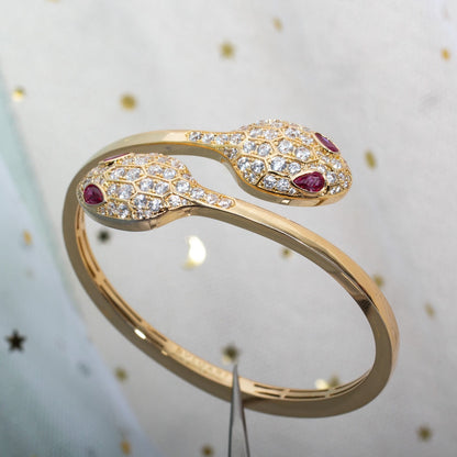 [⭐Veyra]SERPENTI BRACELET PINK GOLD DIAMOND DOUBLE SNAKE