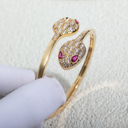 [⭐Veyra]SERPENTI BRACELET PINK GOLD DIAMOND DOUBLE SNAKE