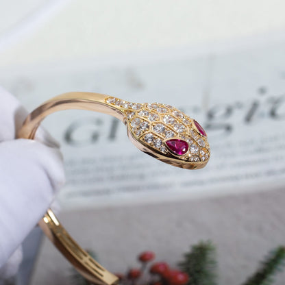 [⭐Veyra]SERPENTI BRACELET PINK GOLD DIAMOND DOUBLE SNAKE