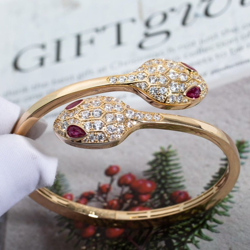 [⭐Veyra]SERPENTI BRACELET PINK GOLD DIAMOND DOUBLE SNAKE
