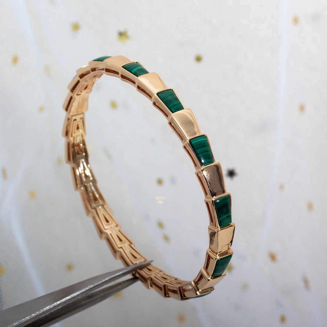 [⭐Veyra]SERPENTI BRACELET PINK GOLD MALACHITE