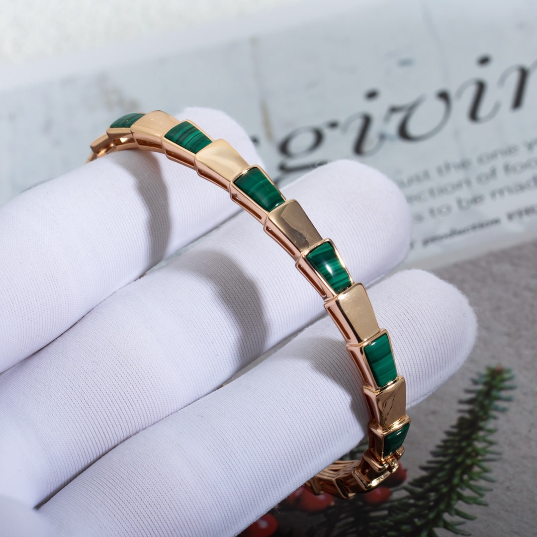 [⭐Veyra]SERPENTI BRACELET PINK GOLD MALACHITE