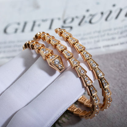 [⭐Veyra]SERPENTI BRACELET PINK GOLD DIAMOND DOUBLE ROW