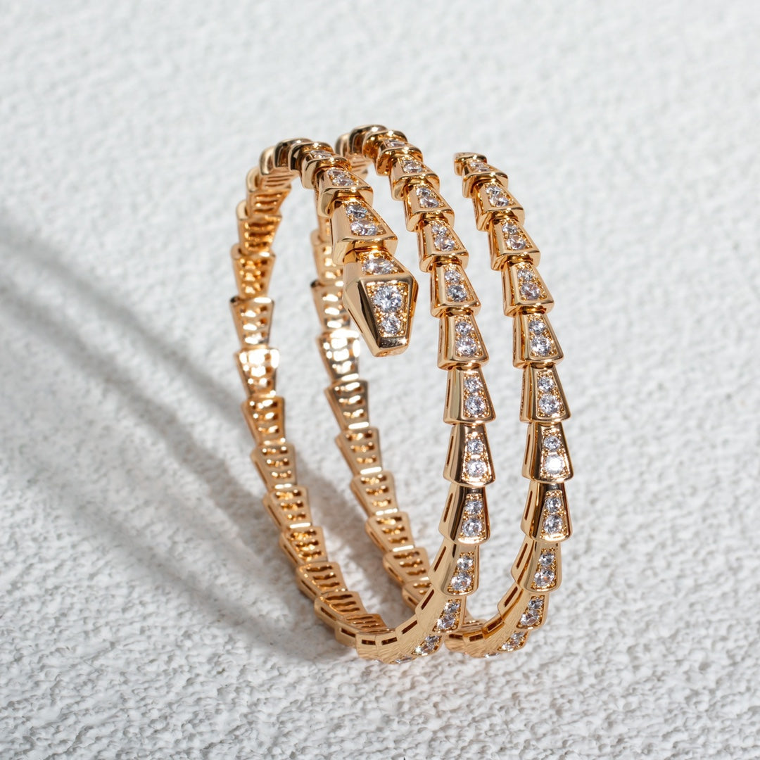 [⭐Veyra]SERPENTI BRACELET PINK GOLD DIAMOND DOUBLE ROW
