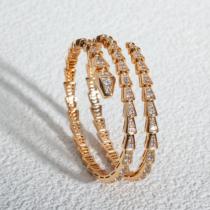 [⭐Veyra]SERPENTI BRACELET PINK GOLD DIAMOND DOUBLE ROW