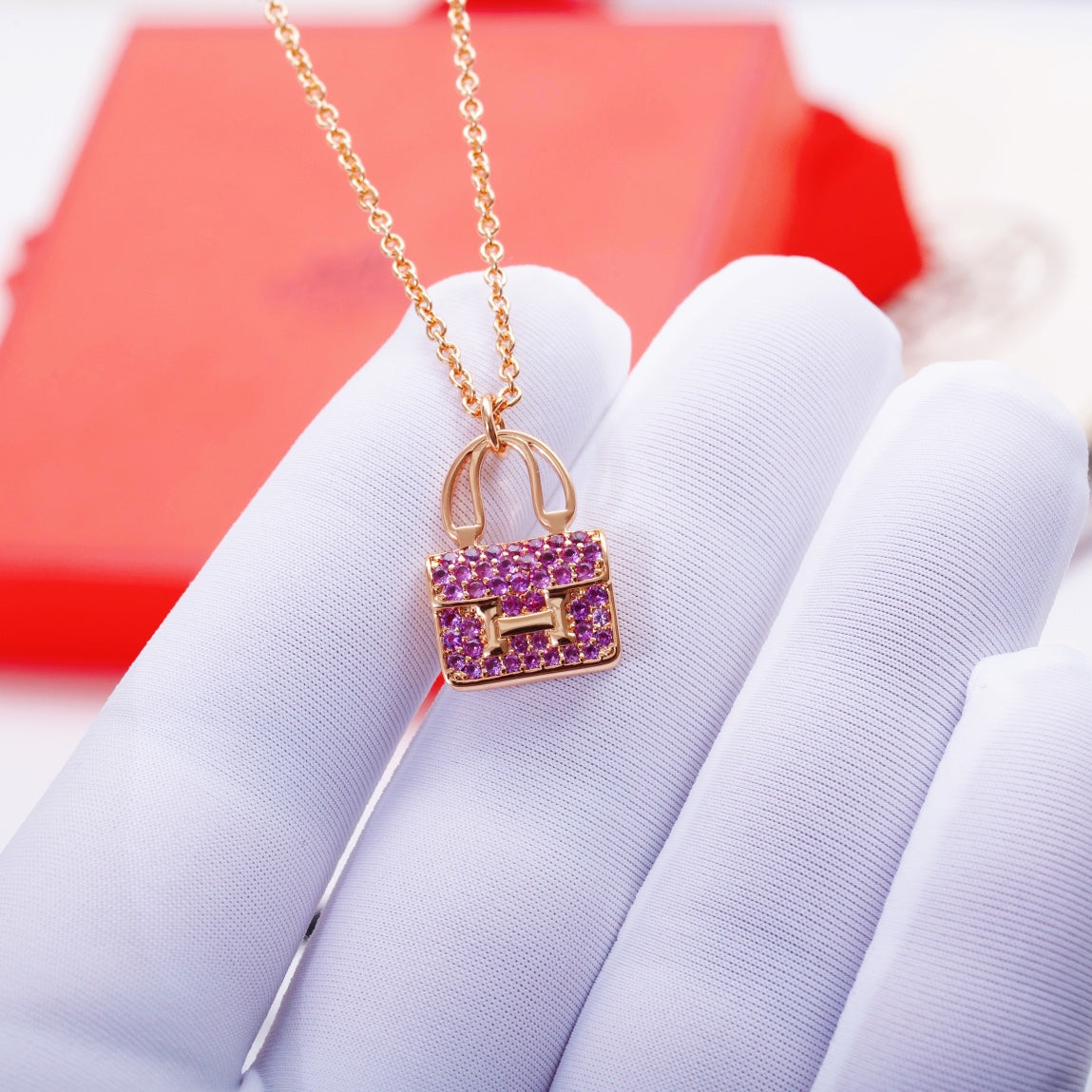 [⭐Veyra]CONSTANCE PEDANT PURPLE DIAMOND NECKLACE