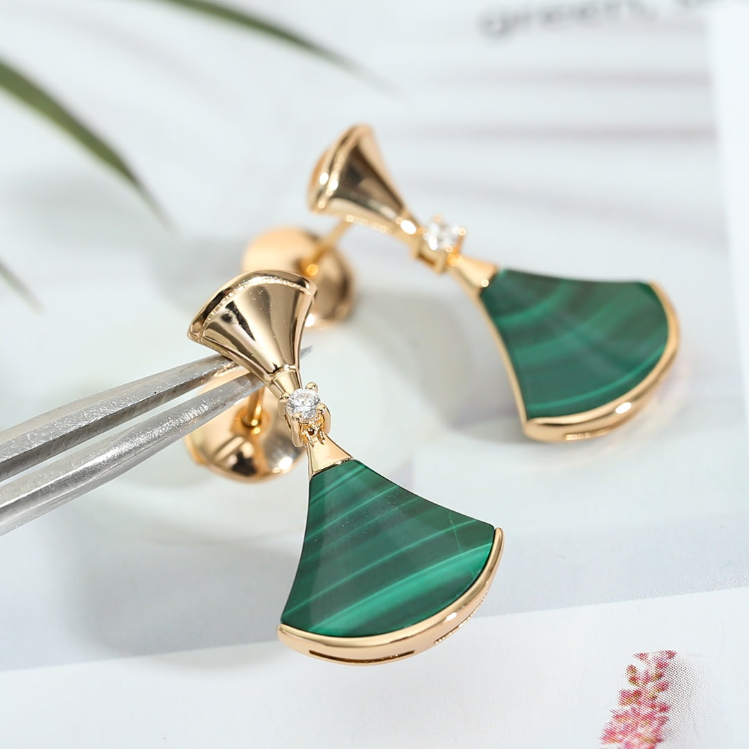 [⭐Veyra]DREAM MALACHITE PINK GOLD EARRINGS