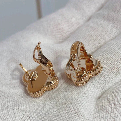 [⭐Veyra]CLOVER MEDIUM 1 MOTIFS CARNELIAN  DIAMOND earrings