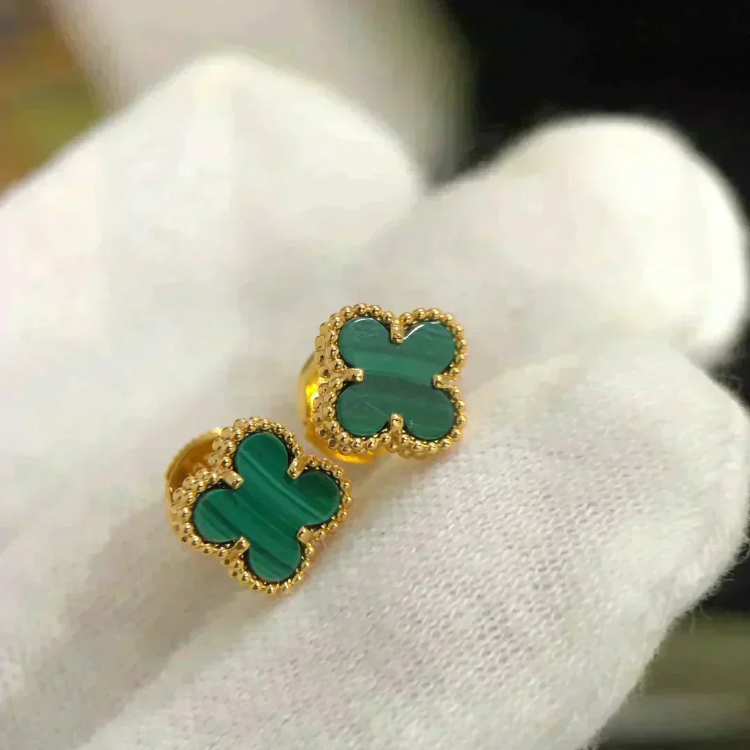 [⭐Veyra]CLOVER MINI 9.5MM MALACHITE  EARRINGS