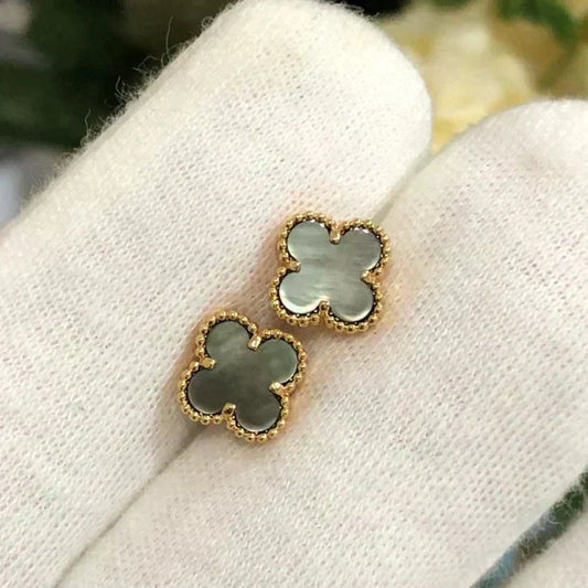 [⭐Veyra]CLOVER MINI 9.5MM GRAY MOP EARRINGS