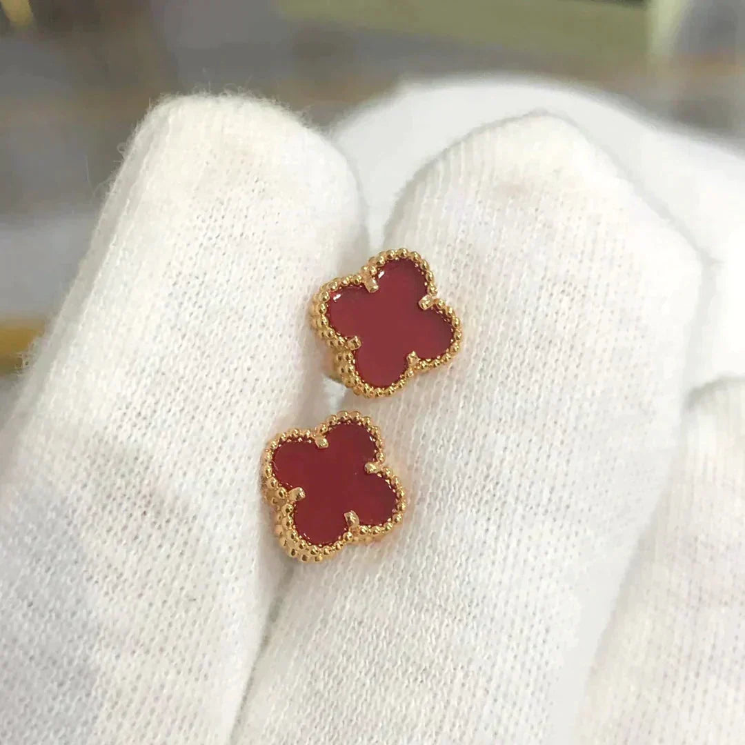 [⭐Veyra]CLOVER MINI 9.5MM CARNELIAN EARRINGS