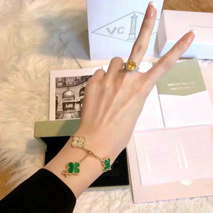 [⭐Veyra] CLOVER 5 MOTIF MALACHITE BRACELET COLLECTION