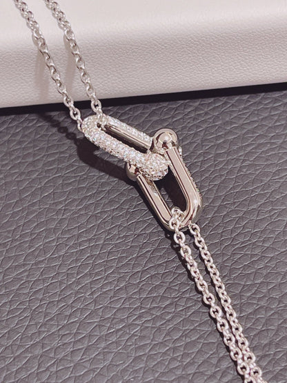[⭐Veyra Jewels]HARDWEAR DOUBLE LINK PEDANT SILVER DIAMOND NECKLACE