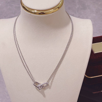[⭐Veyra Jewels]HARDWEAR DOUBLE LINK PEDANT SILVER DIAMOND NECKLACE