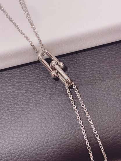 [⭐Veyra Jewels]HARDWEAR DOUBLE LINK PEDANT SILVER NECKLACE
