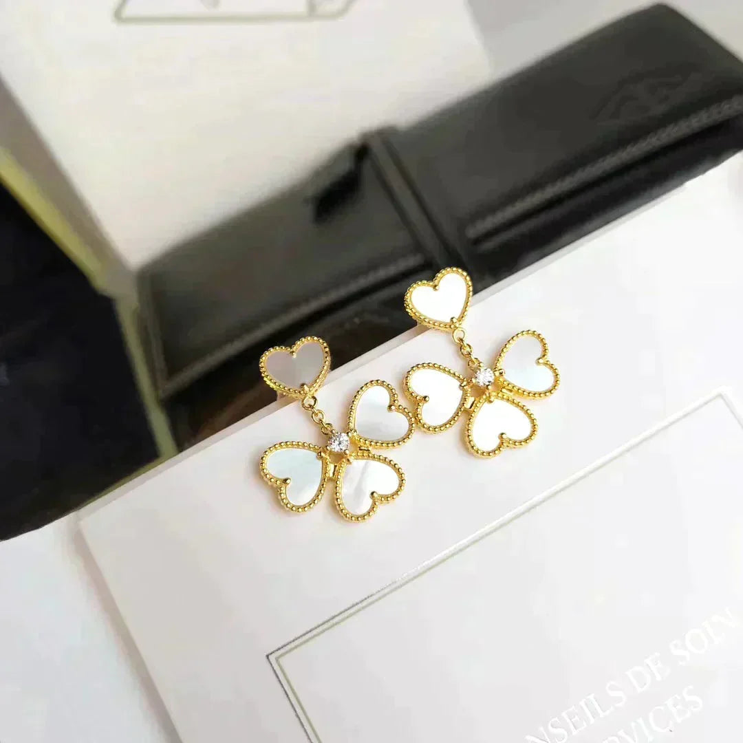 [⭐Veyra]CLOVER SWEET WHITE MOP EARRINGS