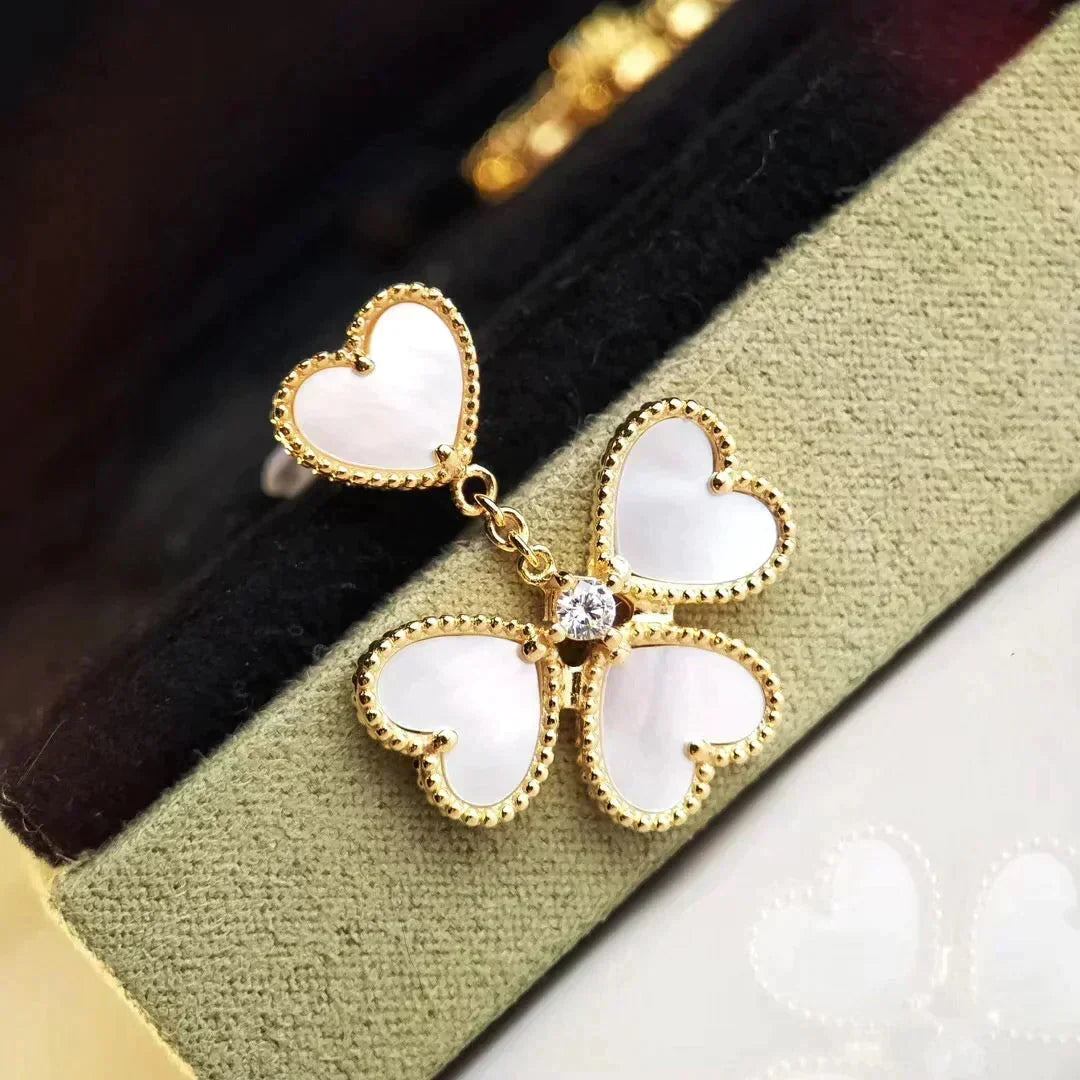 [⭐Veyra]CLOVER SWEET WHITE MOP EARRINGS