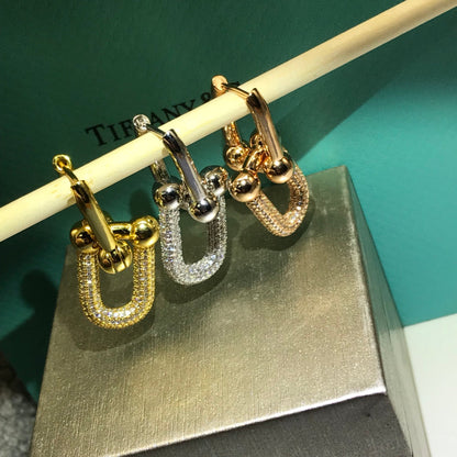 [⭐Veyra Jewels]HARDWARE DROP EARRINGS DOUBLE LINK DIAMOND