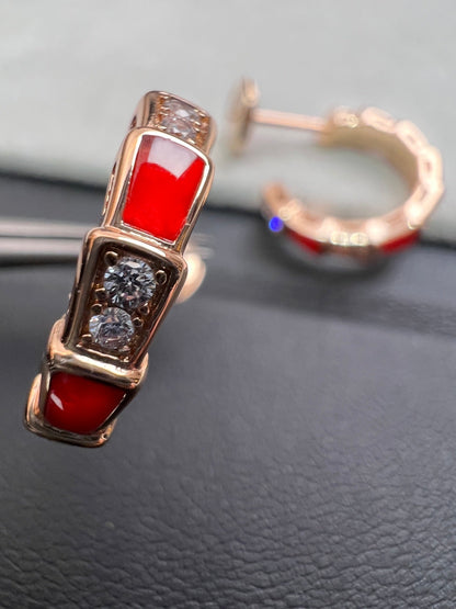 [⭐Veyra]SERPENTI CARNELIAN PINK GOLD EARRINGS