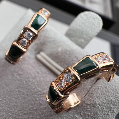 [⭐Veyra]SERPENTI MALACHITE PINK GOLD EARRINGS