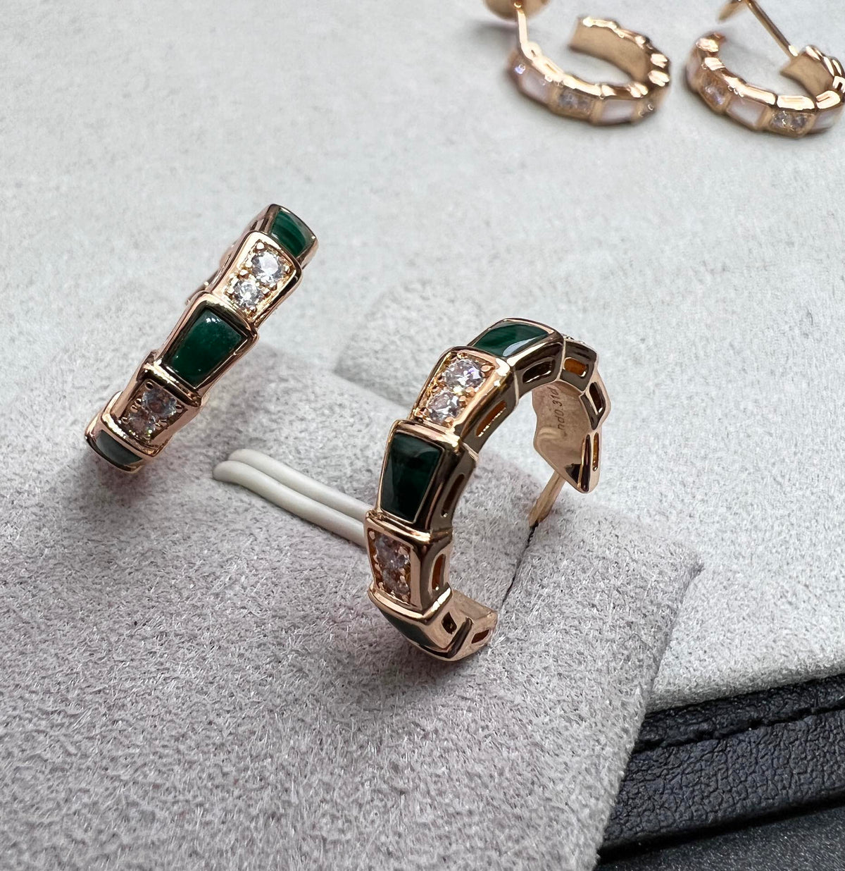 [⭐Veyra]SERPENTI MALACHITE PINK GOLD EARRINGS